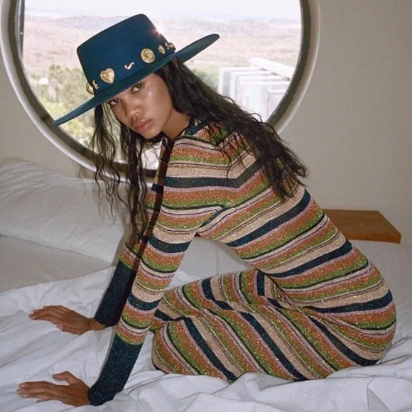 Lack of Color Gold Jeweled Navy Hat - Picture 5 of 7